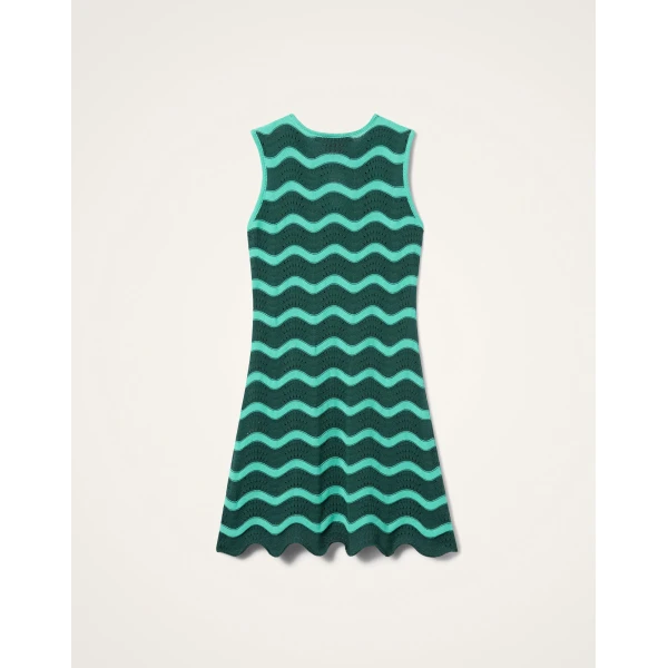 La DoubleJ Wavy Mini Dress in Bicolor Mint & Dark Green - Dresses - Milanese Maximalist Fashion at Luxury Shoes 