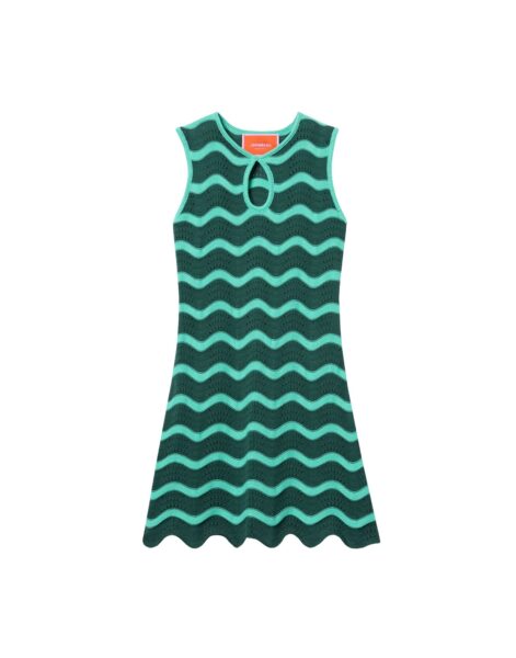 La DoubleJ Wavy Mini Dress in Bicolor Mint & Dark Green - Dresses - Milanese Maximalist Fashion at Luxury Shoes 