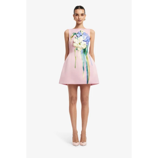 Leo Lin Ali Embroidered Boat Neck Mini Dress  - Leo Lin Dress - Australian Luxury Fashion - Shop at Luxury Shoes 