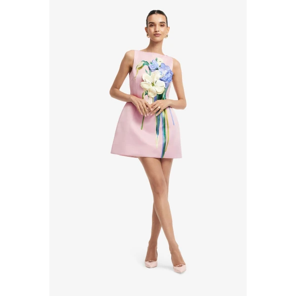 Leo Lin Ali Embroidered Boat Neck Mini Dress  - Leo Lin Dress - Australian Luxury Fashion - Shop at Luxury Shoes 