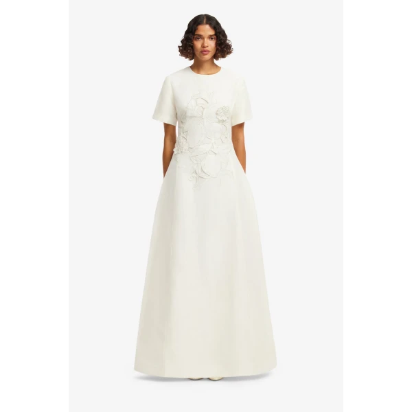 Leo Lin Alice Appliqué Short Sleeve Maxi Dress  - Leo Lin Dress - Australian Luxury Fashion - Shop at Luxury Shoes 