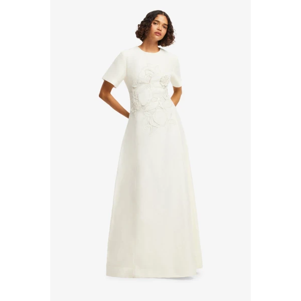 Leo Lin Alice Appliqué Short Sleeve Maxi Dress  - Leo Lin Dress - Australian Luxury Fashion - Shop at Luxury Shoes 