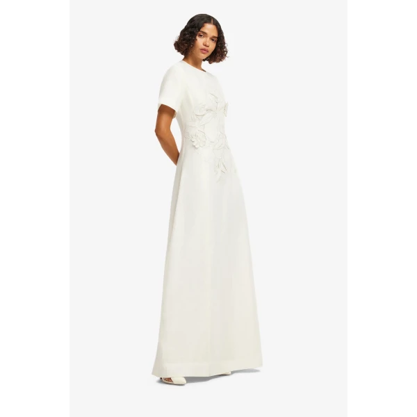 Leo Lin Alice Appliqué Short Sleeve Maxi Dress  - Leo Lin Dress - Australian Luxury Fashion - Shop at Luxury Shoes 