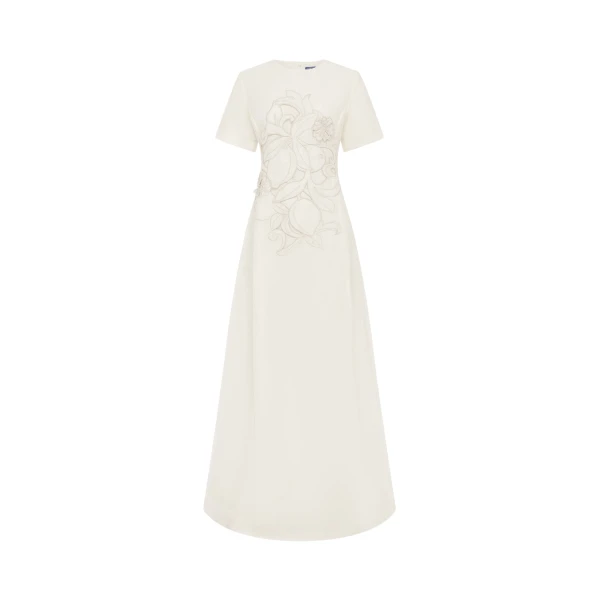 Leo Lin Alice Appliqué Short Sleeve Maxi Dress  - Leo Lin Dress - Australian Luxury Fashion - Shop at Luxury Shoes 