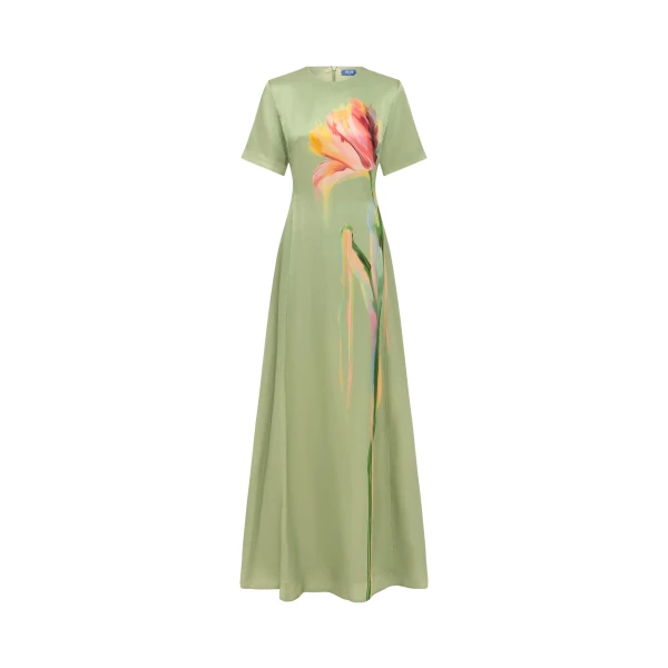 Leo Lin Alice Short Sleeve Maxi Dress  - Leo Lin Dress - Australian Luxury Fashion - Shop at Luxury Shoes 