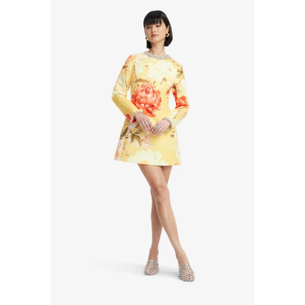 Leo Lin Aliza Embellished Long Sleeve Mini Dress  - Leo Lin Dress - Australian Luxury Fashion - Shop at Luxury Shoes 
