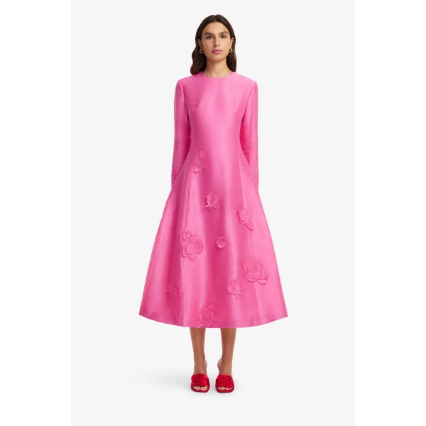 Leo Lin Amira Long Sleeve Petal Midi Dress  - Leo Lin Dress - Australian Luxury Fashion - Shop at Luxury Shoes 