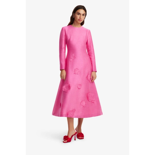 Leo Lin Amira Long Sleeve Petal Midi Dress  - Leo Lin Dress - Australian Luxury Fashion - Shop at Luxury Shoes 