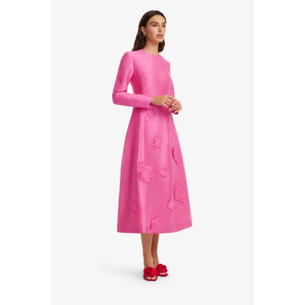 Leo Lin Amira Long Sleeve Petal Midi Dress  - Leo Lin Dress - Australian Luxury Fashion - Shop at Luxury Shoes 