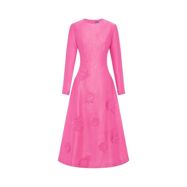 Leo Lin Amira Long Sleeve Petal Midi Dress  - Leo Lin Dress - Australian Luxury Fashion - Shop at Luxury Shoes 