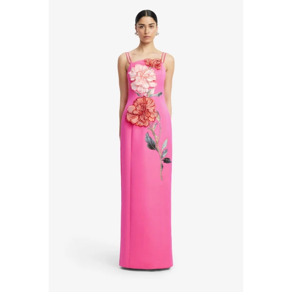Leo Lin Arianna Appliqué Floral Maxi Dress  - Leo Lin Dress - Australian Luxury Fashion - Shop at Luxury Shoes 