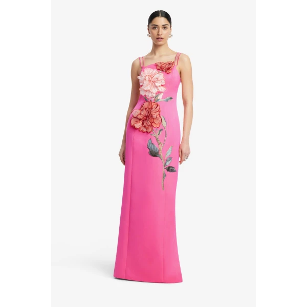 Leo Lin Arianna Appliqué Floral Maxi Dress  - Leo Lin Dress - Australian Luxury Fashion - Shop at Luxury Shoes 