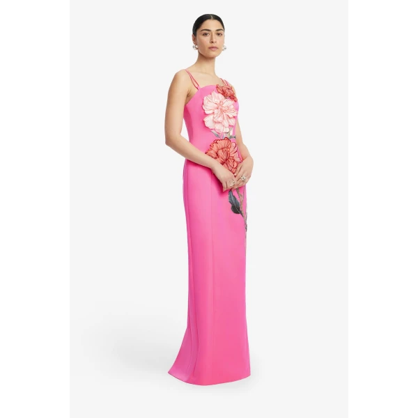 Leo Lin Arianna Appliqué Floral Maxi Dress  - Leo Lin Dress - Australian Luxury Fashion - Shop at Luxury Shoes 