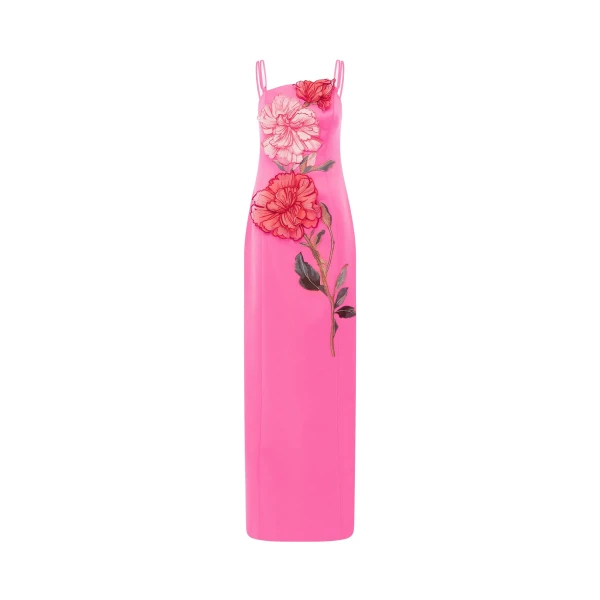 Leo Lin Arianna Appliqué Floral Maxi Dress  - Leo Lin Dress - Australian Luxury Fashion - Shop at Luxury Shoes 