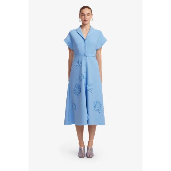Leo Lin Aubrey Appliqué Shirt Midi Dress  - Leo Lin Dress - Australian Luxury Fashion - Shop at Luxury Shoes 