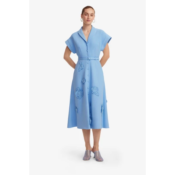Leo Lin Aubrey Appliqué Shirt Midi Dress  - Leo Lin Dress - Australian Luxury Fashion - Shop at Luxury Shoes 