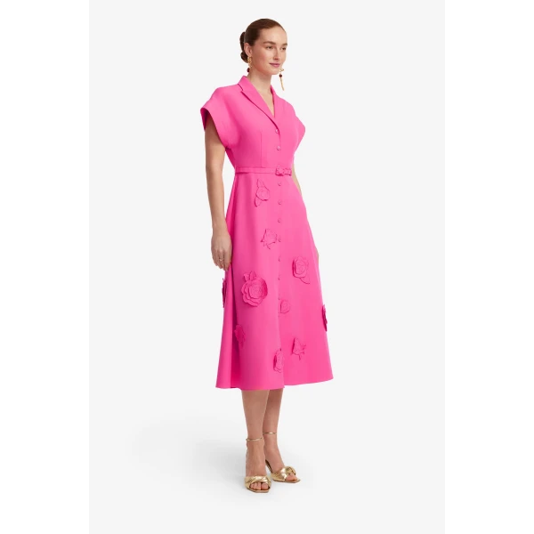 Leo Lin Aubrey Appliqué Shirt Midi Dress  - Leo Lin Dress - Australian Luxury Fashion - Shop at Luxury Shoes 