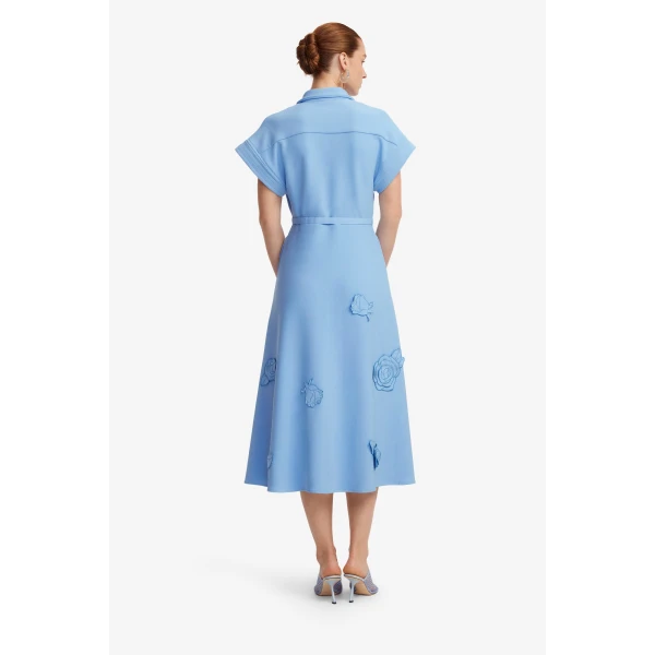 Leo Lin Aubrey Appliqué Shirt Midi Dress  - Leo Lin Dress - Australian Luxury Fashion - Shop at Luxury Shoes 