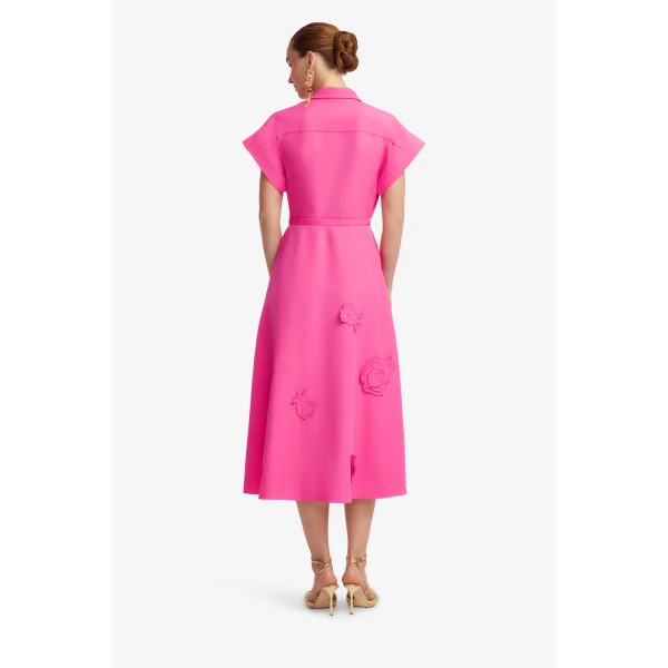 Leo Lin Aubrey Appliqué Shirt Midi Dress  - Leo Lin Dress - Australian Luxury Fashion - Shop at Luxury Shoes 