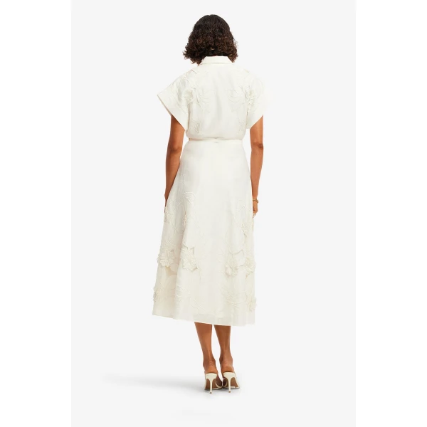 Leo Lin Aubrey Appliqué Shirt Midi Dress  - Leo Lin Dress - Australian Luxury Fashion - Shop at Luxury Shoes 