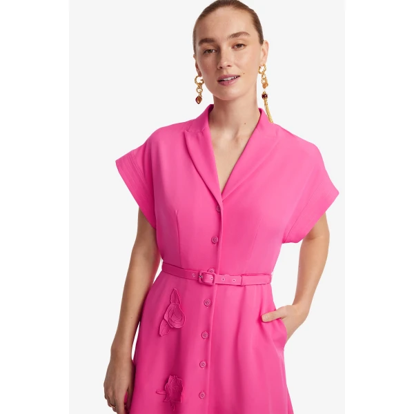 Leo Lin Aubrey Appliqué Shirt Midi Dress  - Leo Lin Dress - Australian Luxury Fashion - Shop at Luxury Shoes 