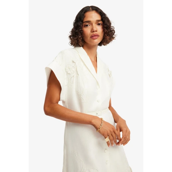 Leo Lin Aubrey Appliqué Shirt Midi Dress  - Leo Lin Dress - Australian Luxury Fashion - Shop at Luxury Shoes 