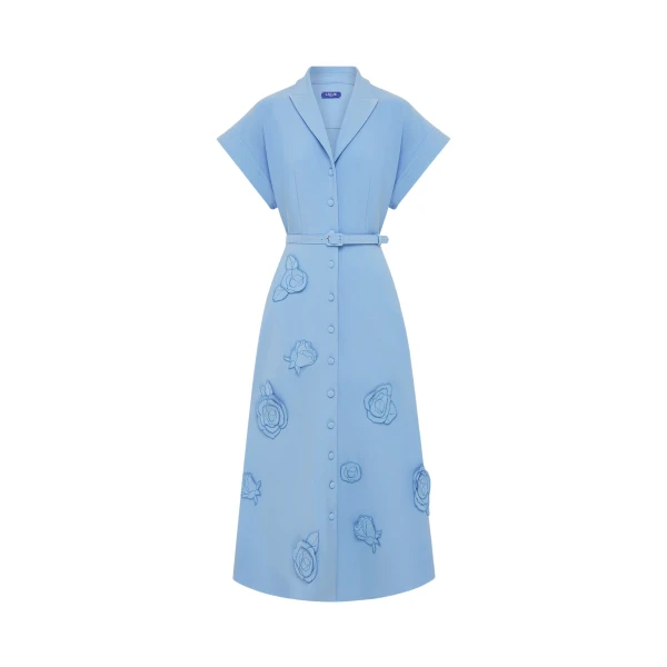 Leo Lin Aubrey Appliqué Shirt Midi Dress  - Leo Lin Dress - Australian Luxury Fashion - Shop at Luxury Shoes 