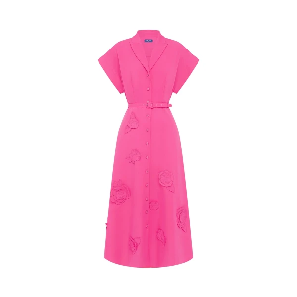 Leo Lin Aubrey Appliqué Shirt Midi Dress  - Leo Lin Dress - Australian Luxury Fashion - Shop at Luxury Shoes 