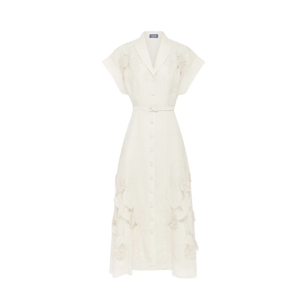 Leo Lin Aubrey Appliqué Shirt Midi Dress  - Leo Lin Dress - Australian Luxury Fashion - Shop at Luxury Shoes 