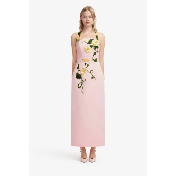 Leo Lin Ava Halterneck Appliqué Floral Bustier Maxi Dress  - Leo Lin Dress - Australian Luxury Fashion - Shop at Luxury Shoes 