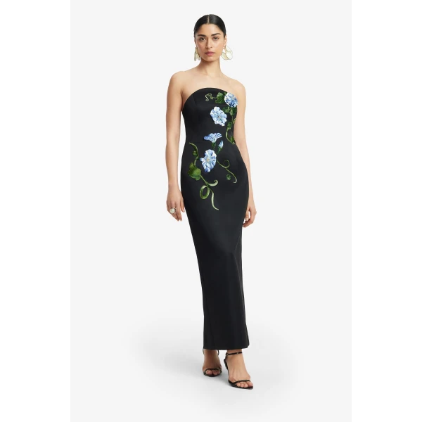Leo Lin Ava Halterneck Appliqué Floral Bustier Maxi Dress  - Leo Lin Dress - Australian Luxury Fashion - Shop at Luxury Shoes 
