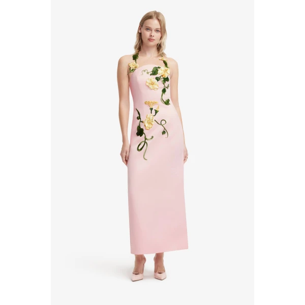 Leo Lin Ava Halterneck Appliqué Floral Bustier Maxi Dress  - Leo Lin Dress - Australian Luxury Fashion - Shop at Luxury Shoes 