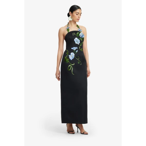 Leo Lin Ava Halterneck Appliqué Floral Bustier Maxi Dress  - Leo Lin Dress - Australian Luxury Fashion - Shop at Luxury Shoes 