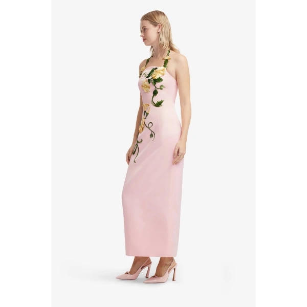 Leo Lin Ava Halterneck Appliqué Floral Bustier Maxi Dress  - Leo Lin Dress - Australian Luxury Fashion - Shop at Luxury Shoes 