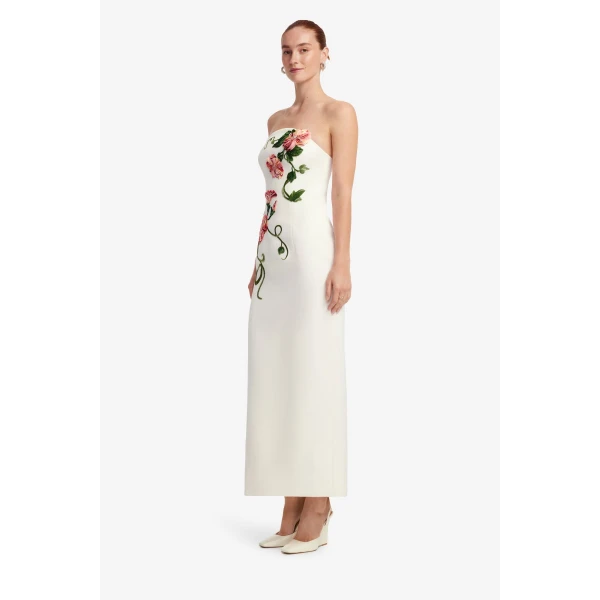 Leo Lin Ava Halterneck Appliqué Floral Bustier Maxi Dress  - Leo Lin Dress - Australian Luxury Fashion - Shop at Luxury Shoes 