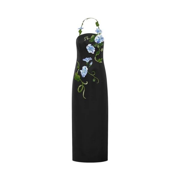 Leo Lin Ava Halterneck Appliqué Floral Bustier Maxi Dress  - Leo Lin Dress - Australian Luxury Fashion - Shop at Luxury Shoes 