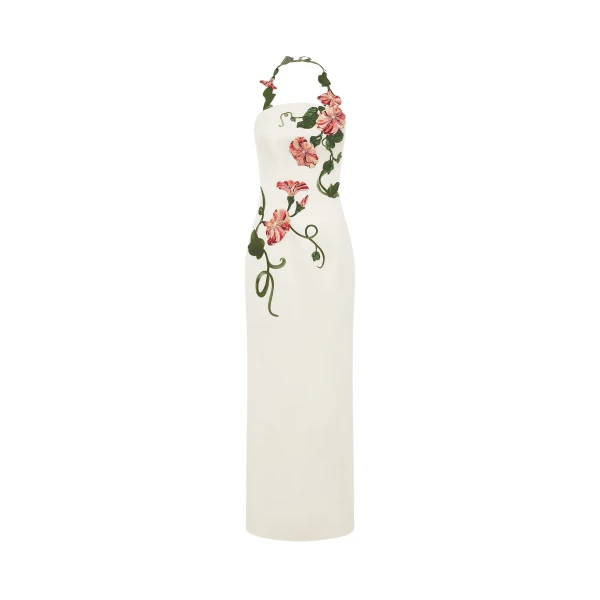 Leo Lin Ava Halterneck Appliqué Floral Bustier Maxi Dress  - Leo Lin Dress - Australian Luxury Fashion - Shop at Luxury Shoes 