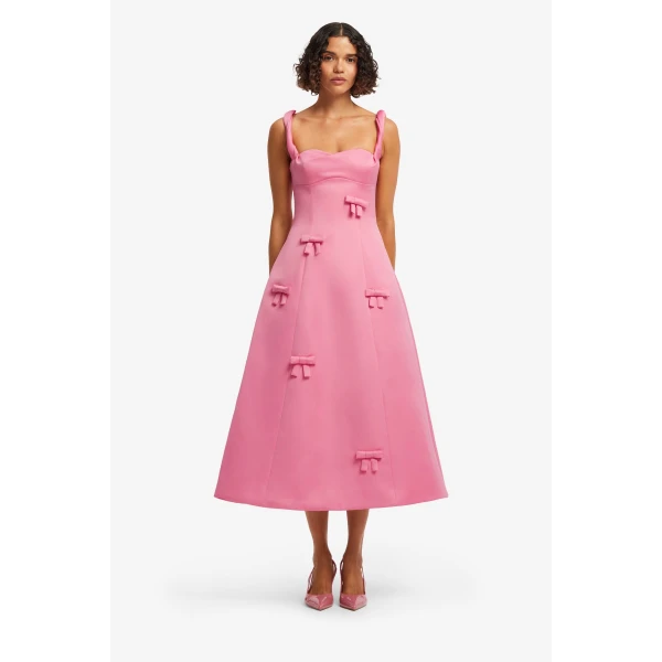 Leo Lin Beatrice Bow Midi Dress  - Leo Lin Dress - Australian Luxury Fashion - Shop at Luxury Shoes 