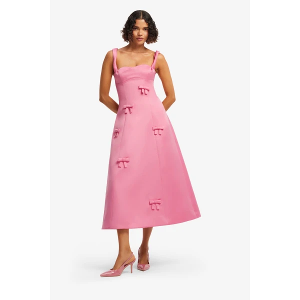 Leo Lin Beatrice Bow Midi Dress  - Leo Lin Dress - Australian Luxury Fashion - Shop at Luxury Shoes 