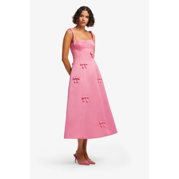 Leo Lin Beatrice Bow Midi Dress  - Leo Lin Dress - Australian Luxury Fashion - Shop at Luxury Shoes 