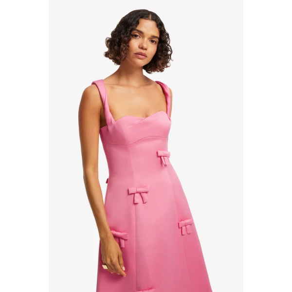 Leo Lin Beatrice Bow Midi Dress  - Leo Lin Dress - Australian Luxury Fashion - Shop at Luxury Shoes 