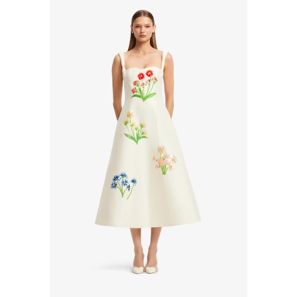 Leo Lin Beatrice Embellished Wool Midi Dress  - Leo Lin Dress - Australian Luxury Fashion - Shop at Luxury Shoes 