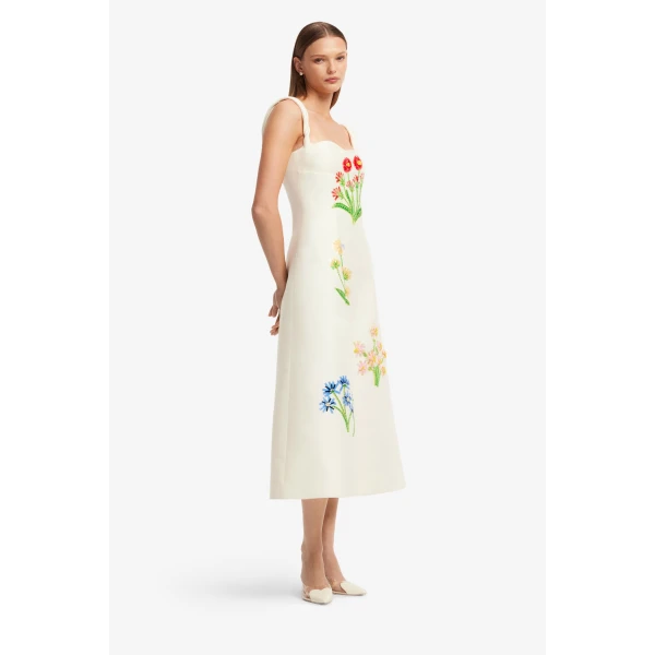 Leo Lin Beatrice Embellished Wool Midi Dress  - Leo Lin Dress - Australian Luxury Fashion - Shop at Luxury Shoes 
