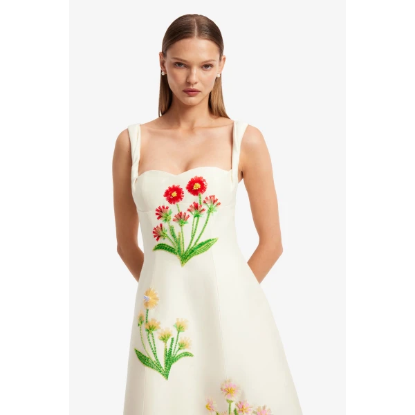 Leo Lin Beatrice Embellished Wool Midi Dress  - Leo Lin Dress - Australian Luxury Fashion - Shop at Luxury Shoes 