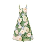 Leo Lin Beatrice Floral Hand Embroidered Midi Dress  - Leo Lin Dress - Australian Luxury Fashion - Shop at Luxury Shoes 