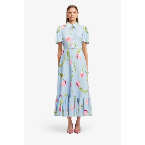Leo Lin Becca Short Sleeve Midi Dress  - Leo Lin Dress - Australian Luxury Fashion - Shop at Luxury Shoes 