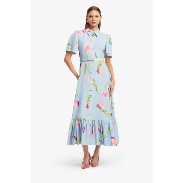 Leo Lin Becca Short Sleeve Midi Dress  - Leo Lin Dress - Australian Luxury Fashion - Shop at Luxury Shoes 