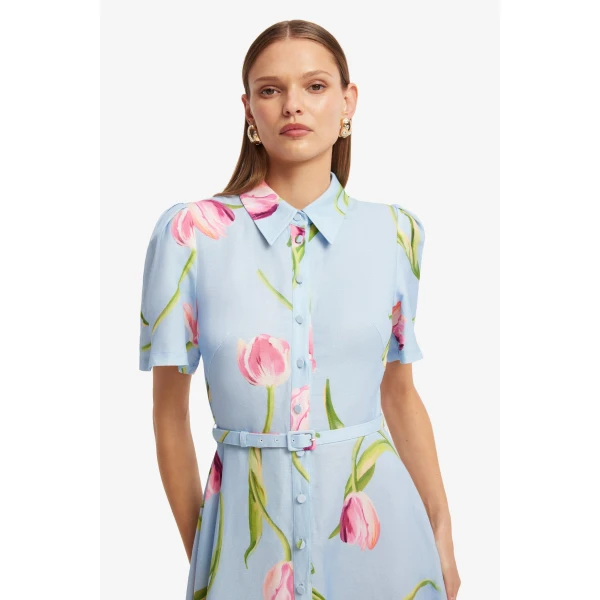Leo Lin Becca Short Sleeve Midi Dress  - Leo Lin Dress - Australian Luxury Fashion - Shop at Luxury Shoes 