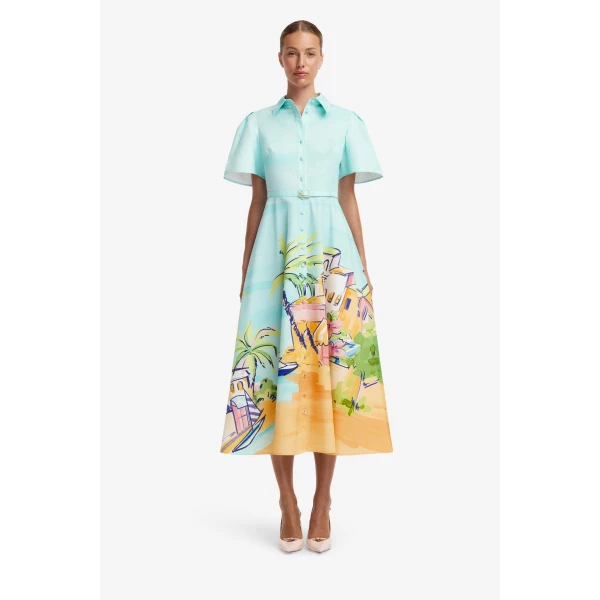 Leo Lin Bianca Short Sleeve Midi Dress  - Leo Lin Dress - Australian Luxury Fashion - Shop at Luxury Shoes 