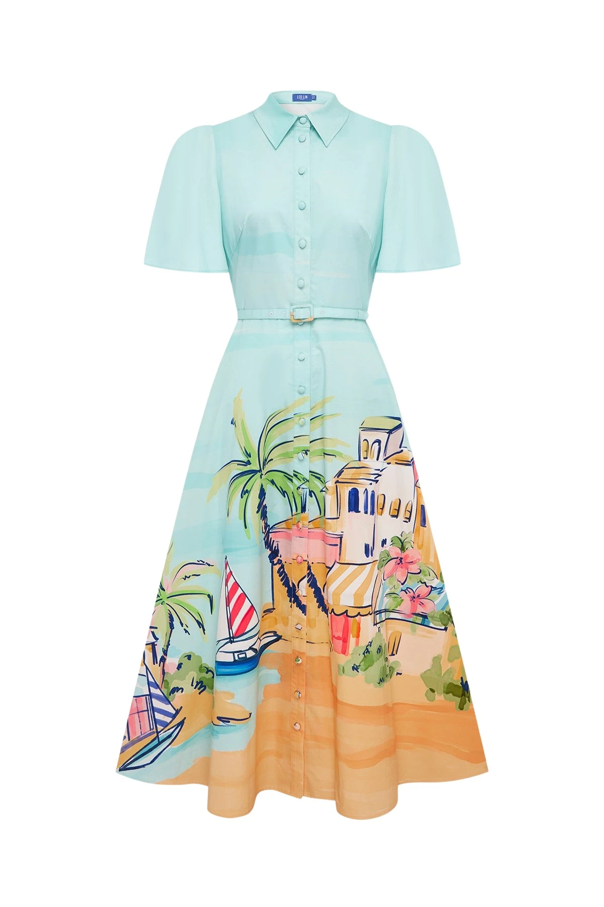Leo-Lin-Bianca-Short-Sleeve-Midi-Dress-765105_nobg Leo Lin Bianca Short Sleeve Midi Dress - Leo Lin Dress - Australian Luxury Fashion - Shop at Luxury Shoes